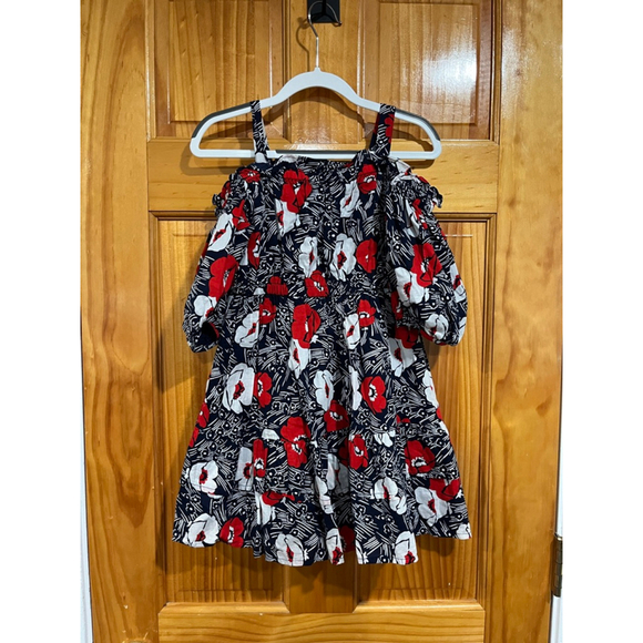Janie and Jack Other - Janie and Jack Girls Cold Shoulder Dress Puff Sleeves Floral Ruffle Boho Size 6
